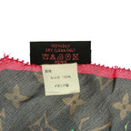 Louis Vuitton Echarpe Silk Monogram Rose Scarf Brown Pink — view 5