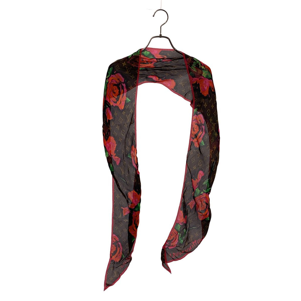 Louis Vuitton Echarpe Silk Monogram Rose Scarf Brown Pink
