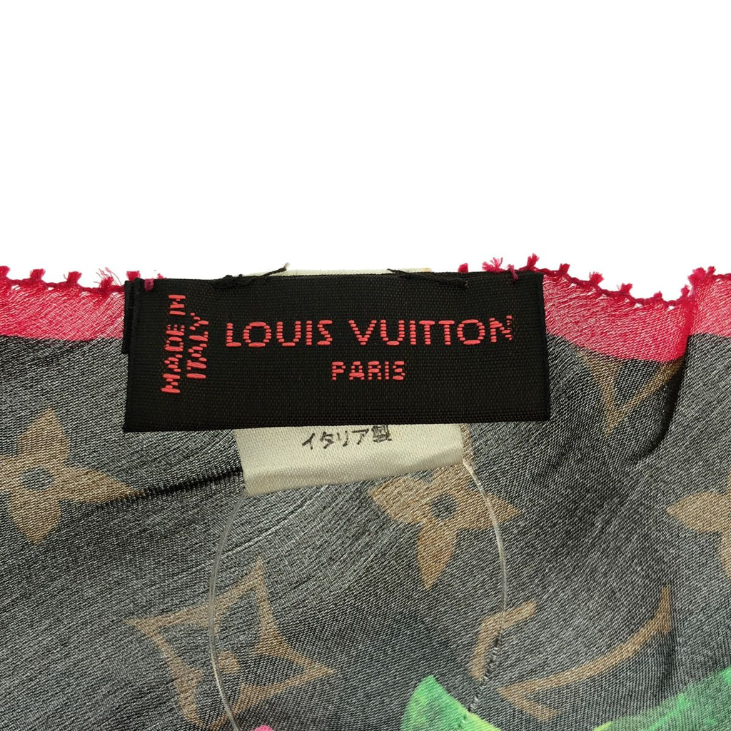 Louis Vuitton Echarpe Silk Monogram Rose Scarf Brown Pink — view 4