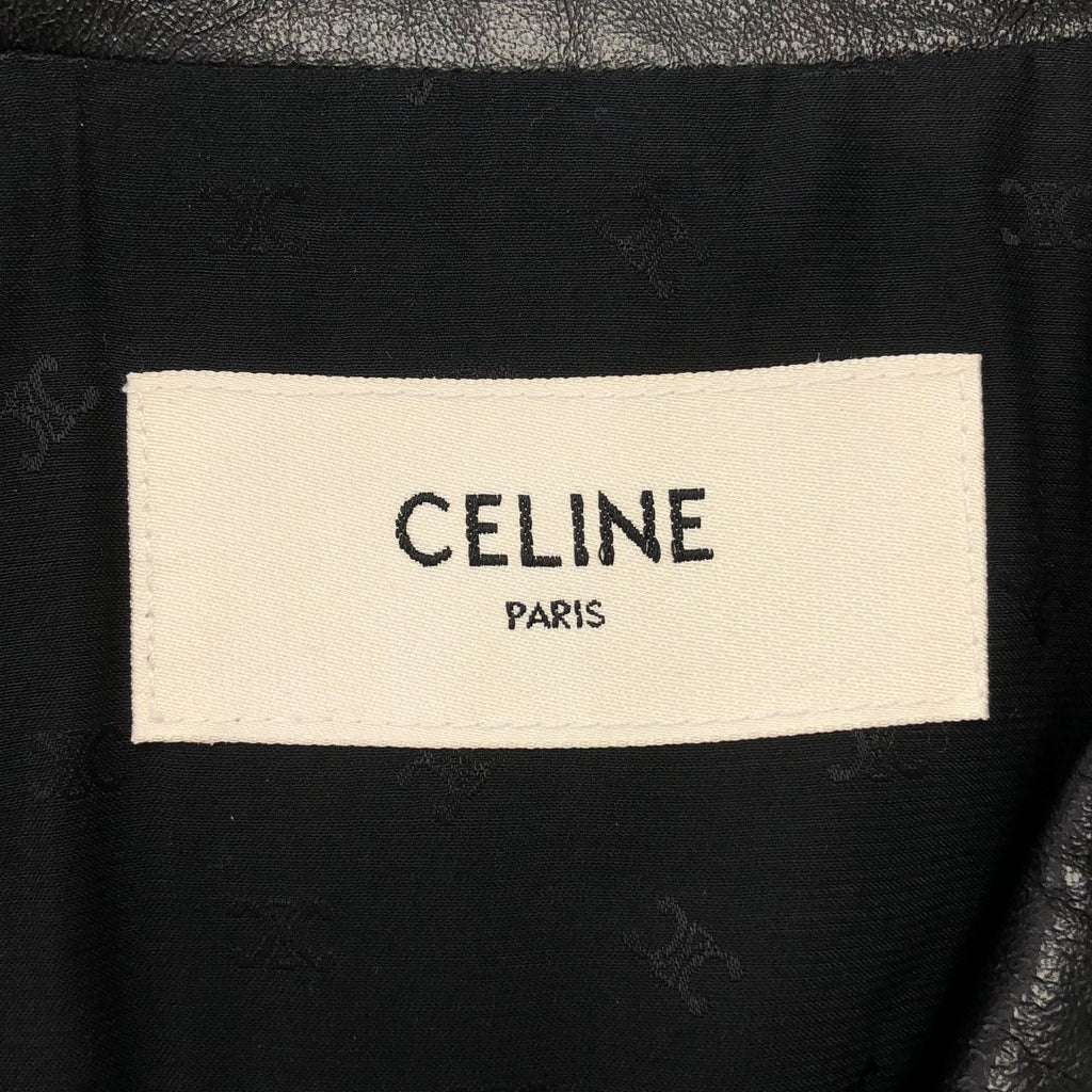 Celine Leather Belted Chesterfield Black Shoulder — view 6
