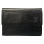 Louis Vuitton Trifold Wallet Epi Porte Tresor Loue Tuy Papier Noir Leather