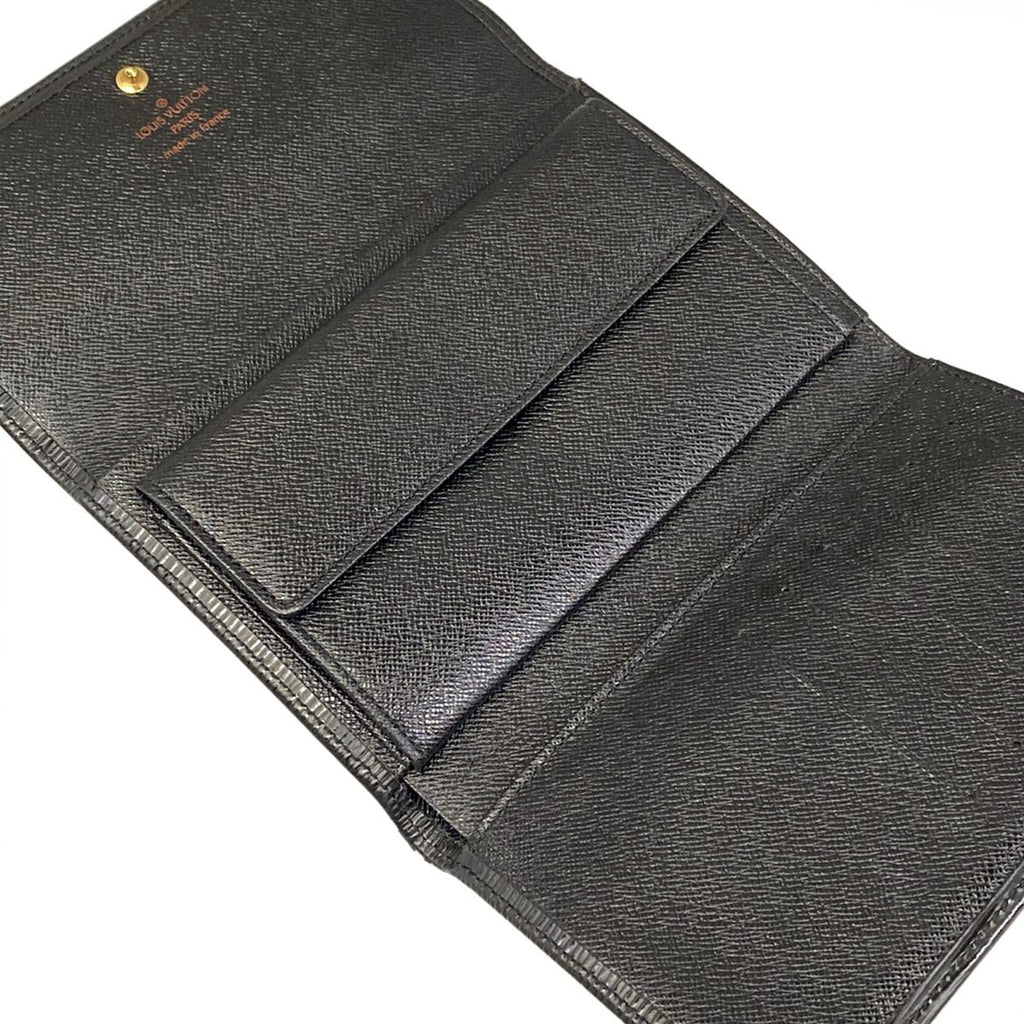Louis Vuitton Trifold Wallet Epi Porte Tresor Loue Tuy Papier Noir Leather — view 3