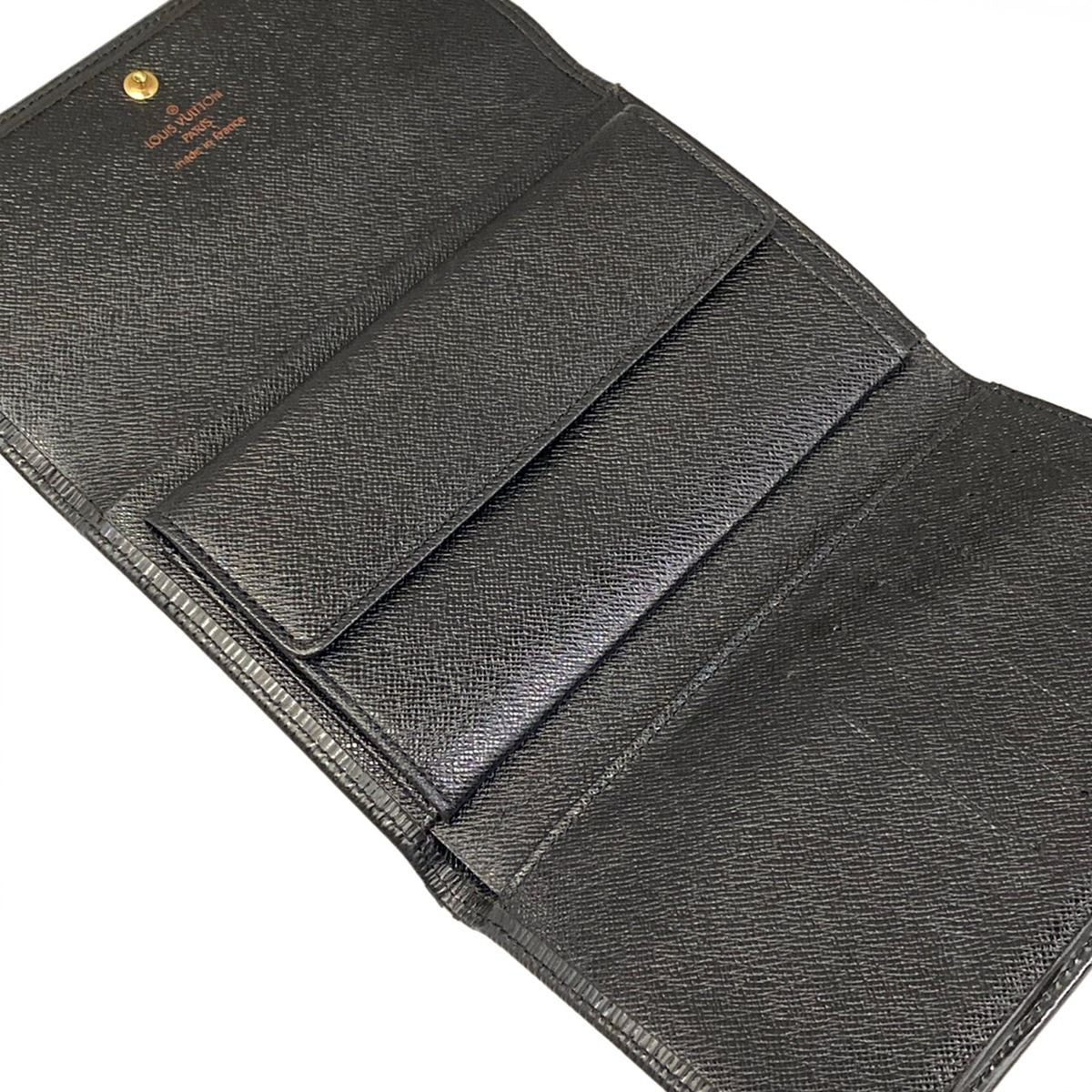 Louis Vuitton Trifold Wallet Epi Porte Tresor Loue Tuy Papier Noir Leather — view 3