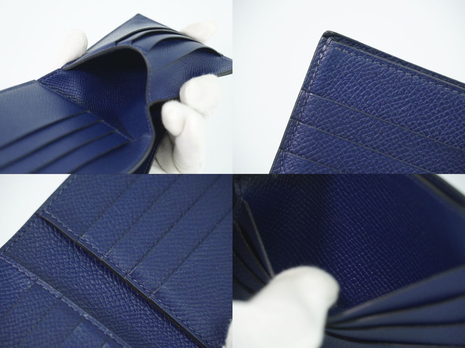 Hermes Mc2 Copernicus Bifold Wallet Compact Billfold Leather Navy Copernic — view 8