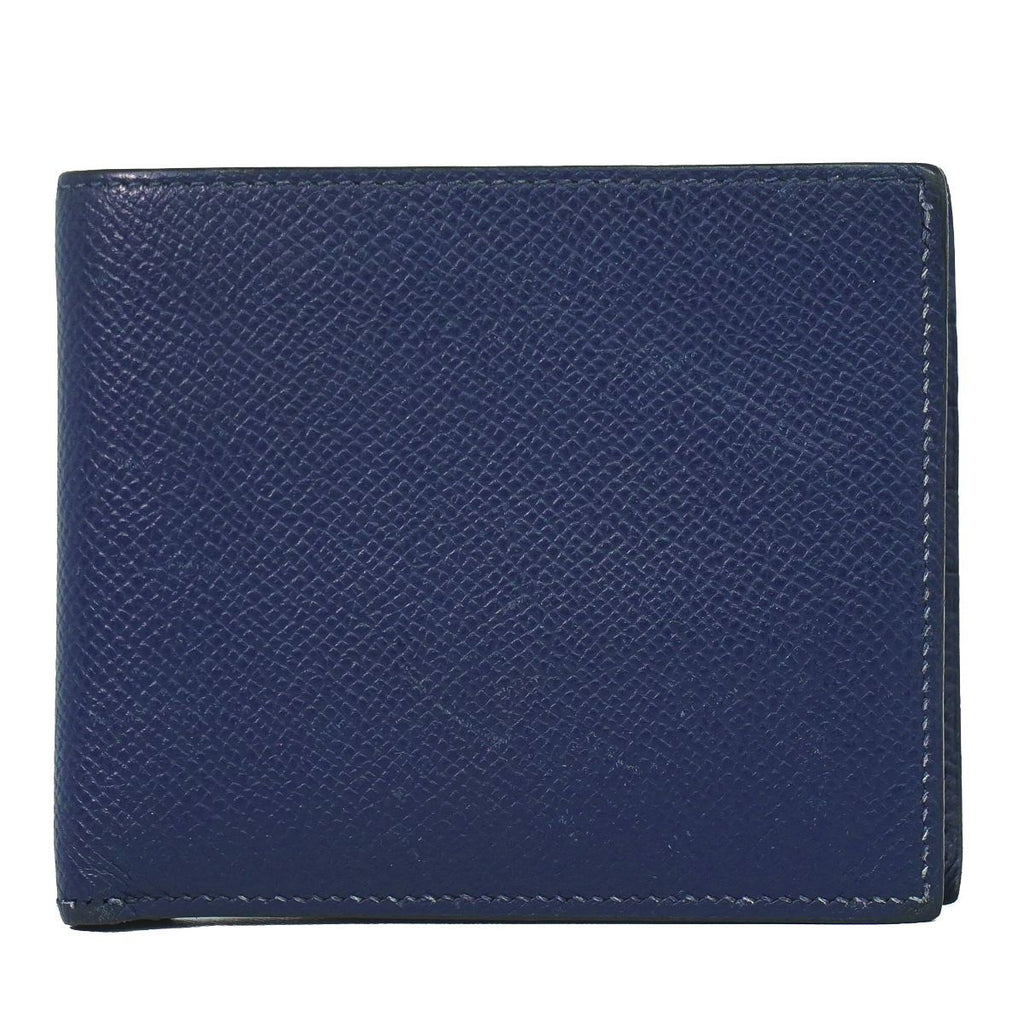 Hermes Mc2 Copernicus Bifold Wallet Compact Billfold Leather Navy Copernic