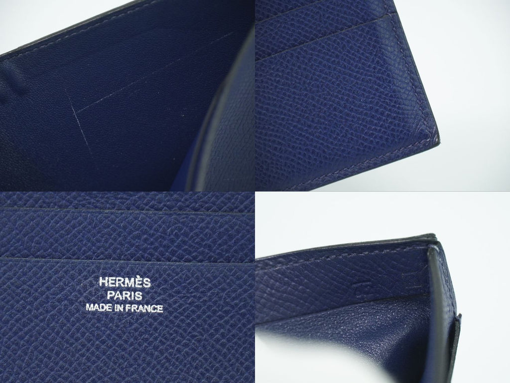 Hermes Mc2 Copernicus Bifold Wallet Compact Billfold Leather Navy Copernic — view 9