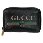 Gucci Coin Case Print Black Zip Around Leather