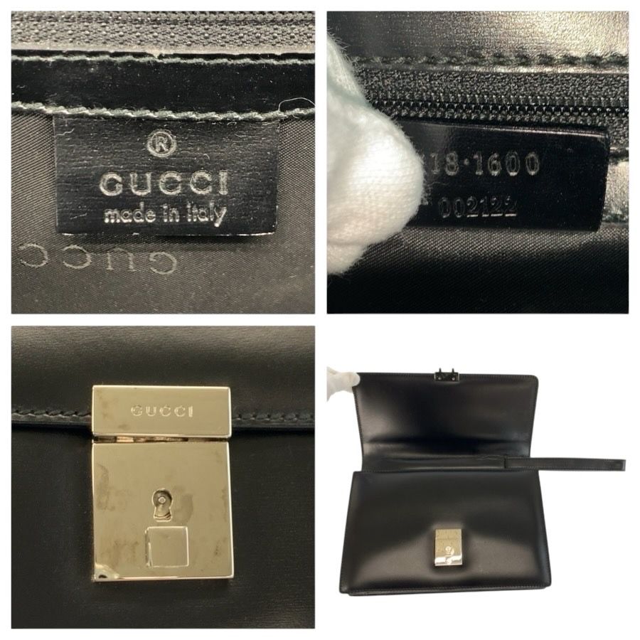 Gucci Black Silver Leather Clutch — view 3