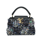 Louis Vuitton Ten Capucines PM 2-Way Shoulder Bag Tweed Leather Black Gold