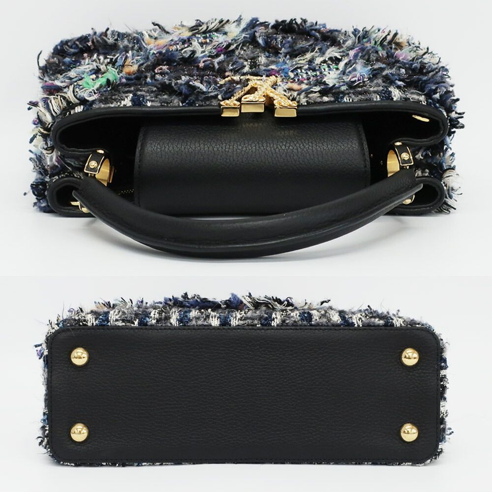 Louis Vuitton Ten Capucines PM 2-Way Shoulder Bag Tweed Leather Black Gold — view 3