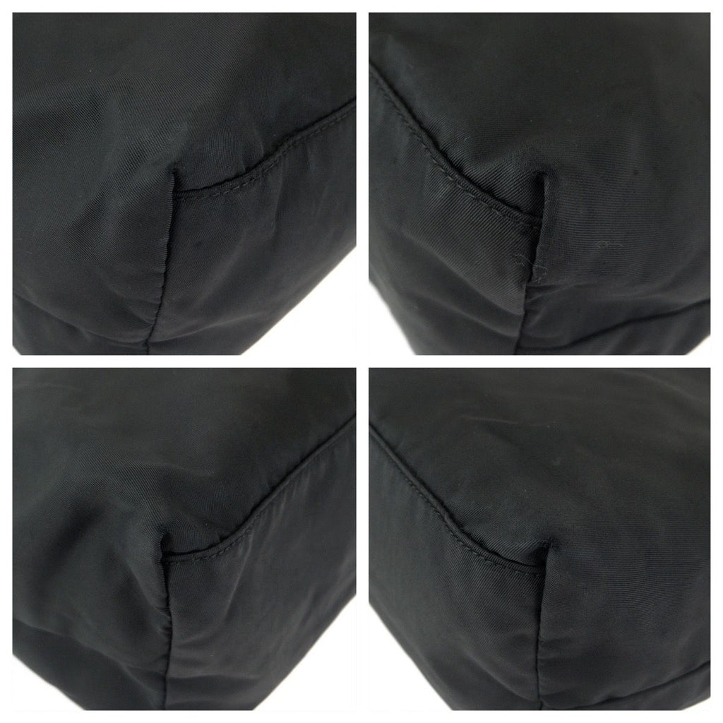 Prada Tessuto Black Silver Nylon Leather Tote — view 3
