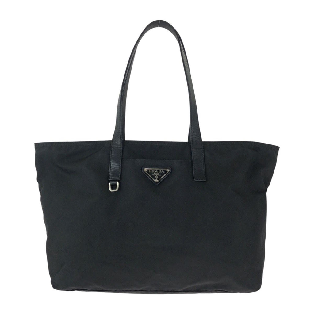 Prada Tessuto Black Silver Nylon Leather Tote