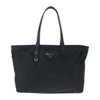 Prada Tessuto Black Silver Nylon Leather Tote