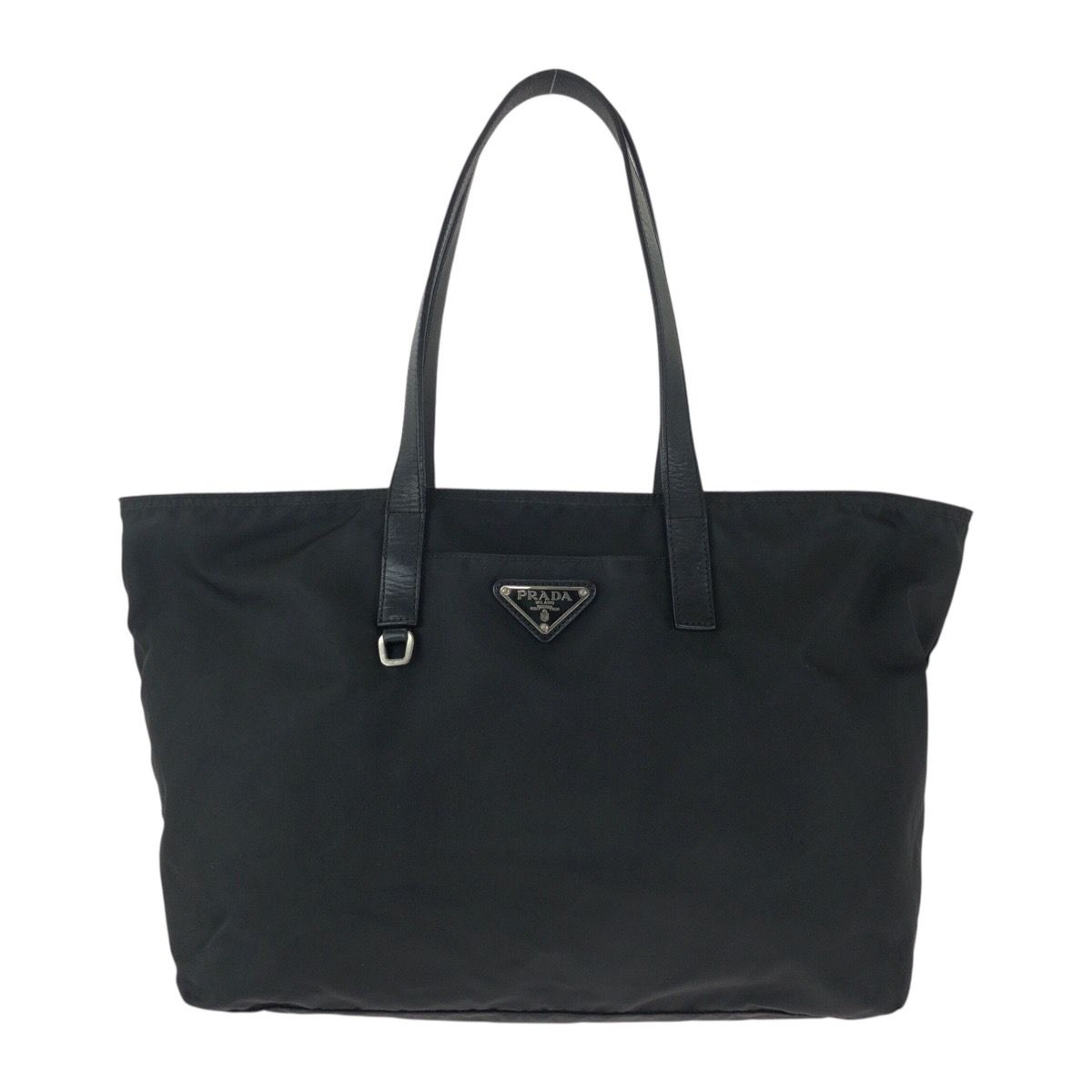 Prada Tessuto Black Silver Nylon Leather Tote