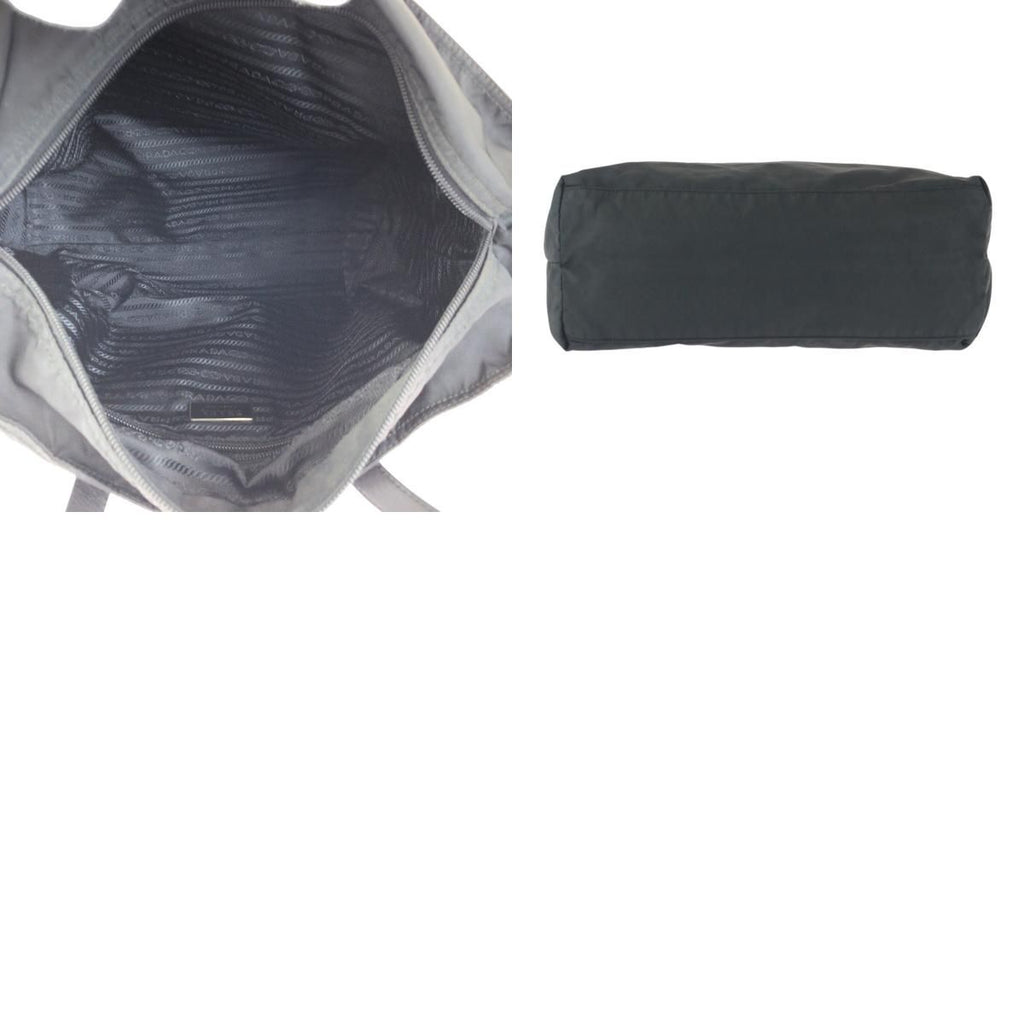 Prada Tessuto Black Silver Nylon Leather Tote — view 9
