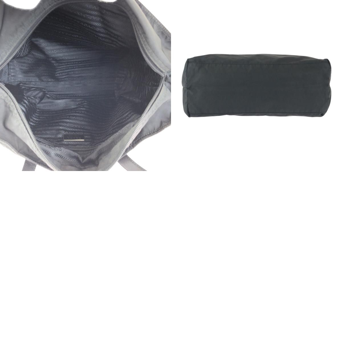 Prada Tessuto Black Silver Nylon Leather Tote — view 9