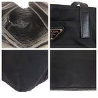 Prada Tessuto Black Silver Nylon Leather Tote — view 6