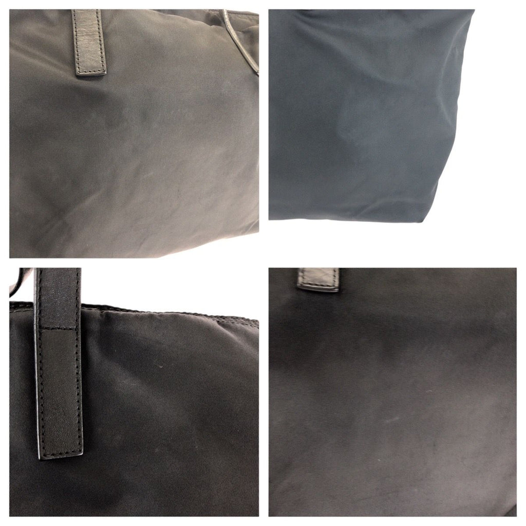 Prada Tessuto Black Silver Nylon Leather Tote — view 5