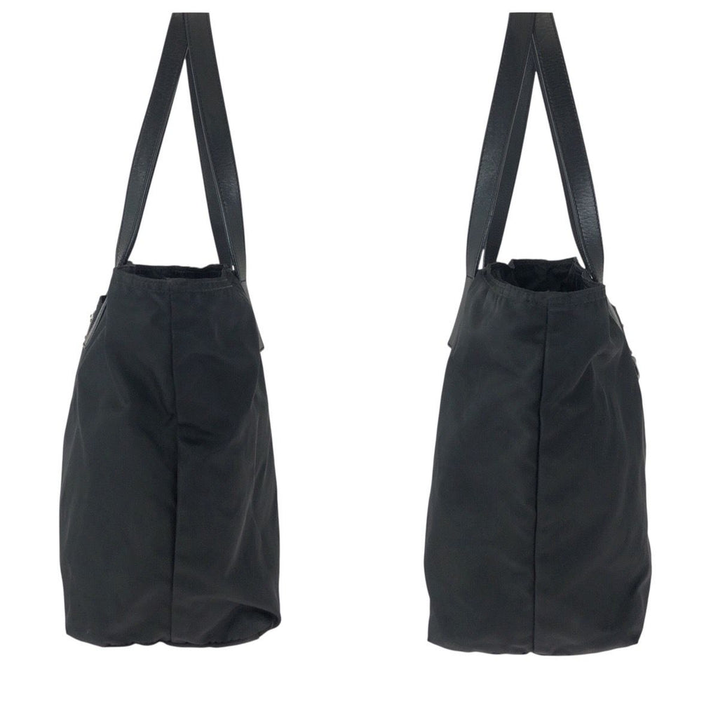 Prada Tessuto Black Silver Nylon Leather Tote — view 8