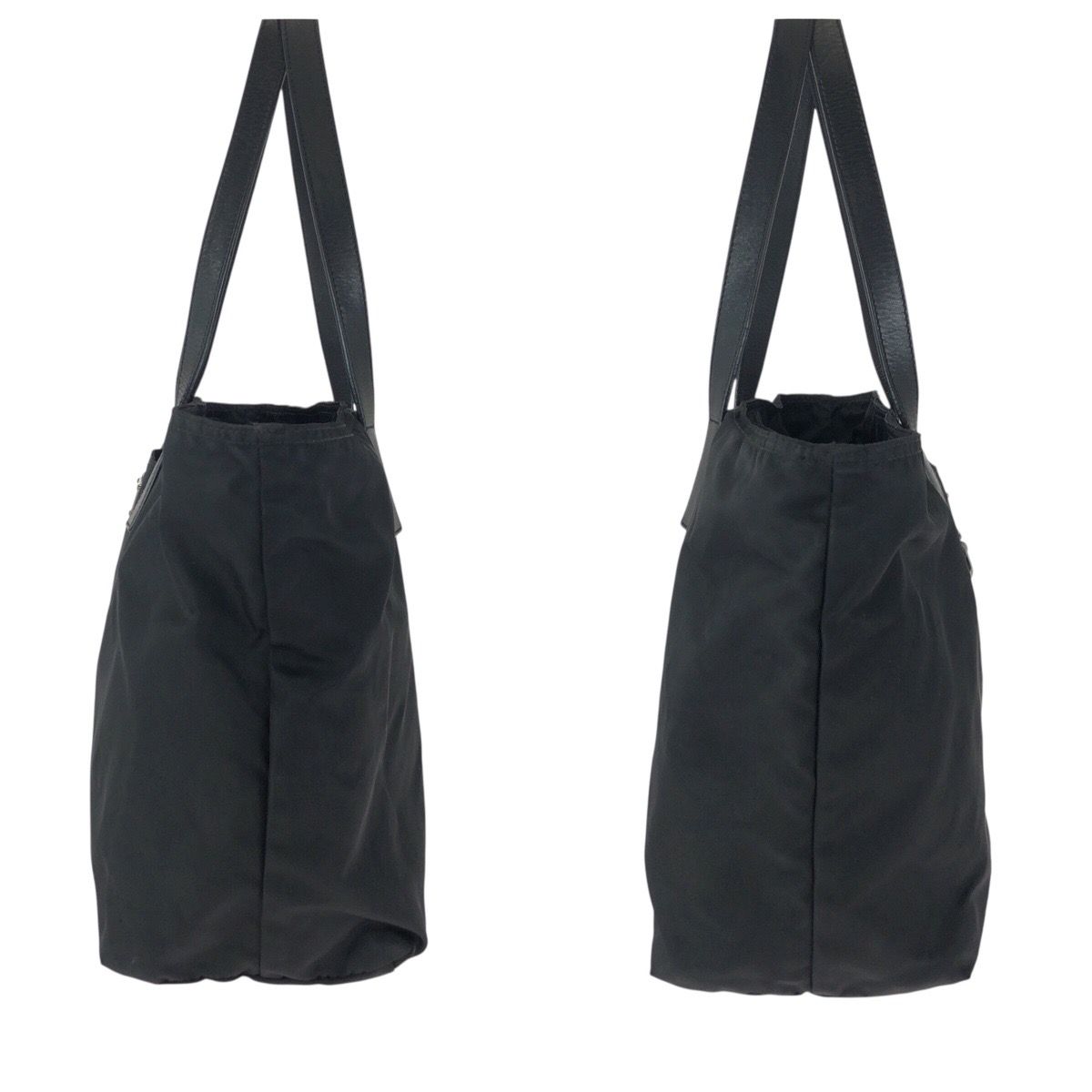 Prada Tessuto Black Silver Nylon Leather Tote — view 8