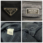 Prada Tessuto Black Silver Nylon Leather Tote — view 4