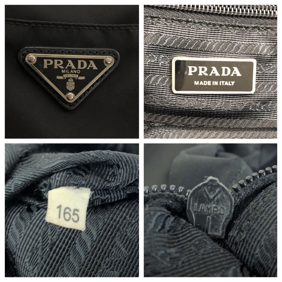 Prada Tessuto Black Silver Nylon Leather Tote — view 4