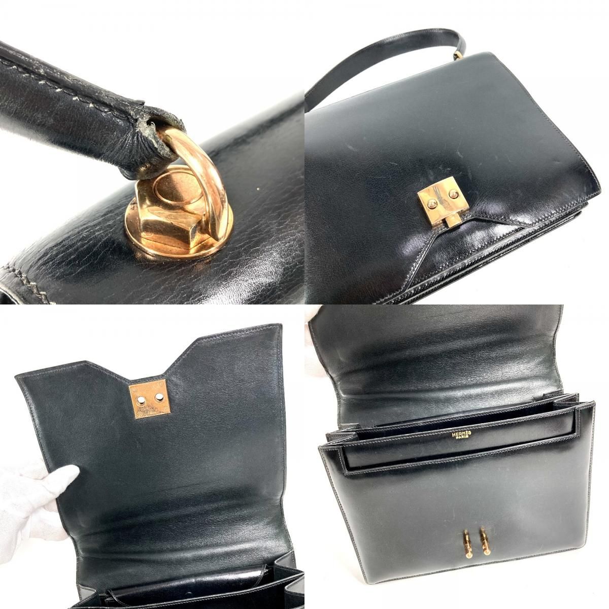 Hermes Handbag Sac G8 Box Calf Black — view 7
