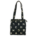 Chanel Shoulder Bag CC Logo All Over Pattern Cotton Black