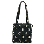 Chanel Shoulder Bag CC Logo All Over Pattern Cotton Black
