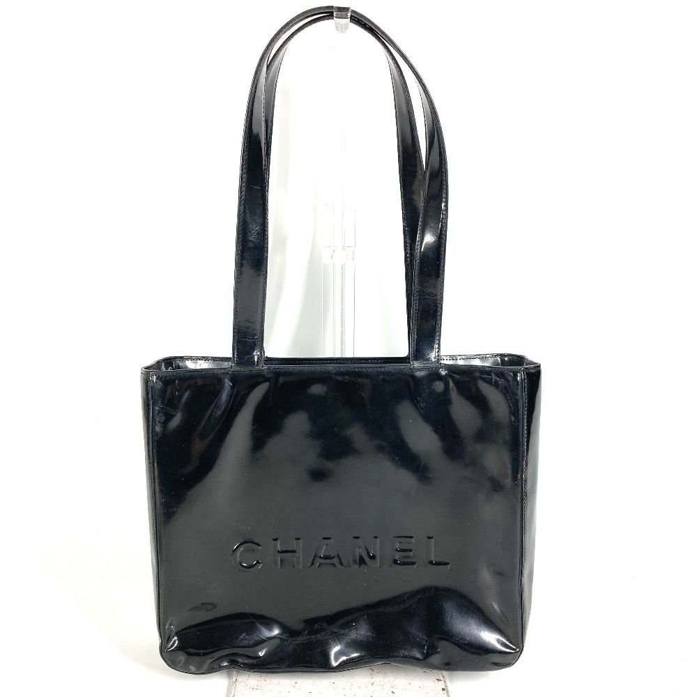 Chanel Shoulder Bag Logo Enamel Black