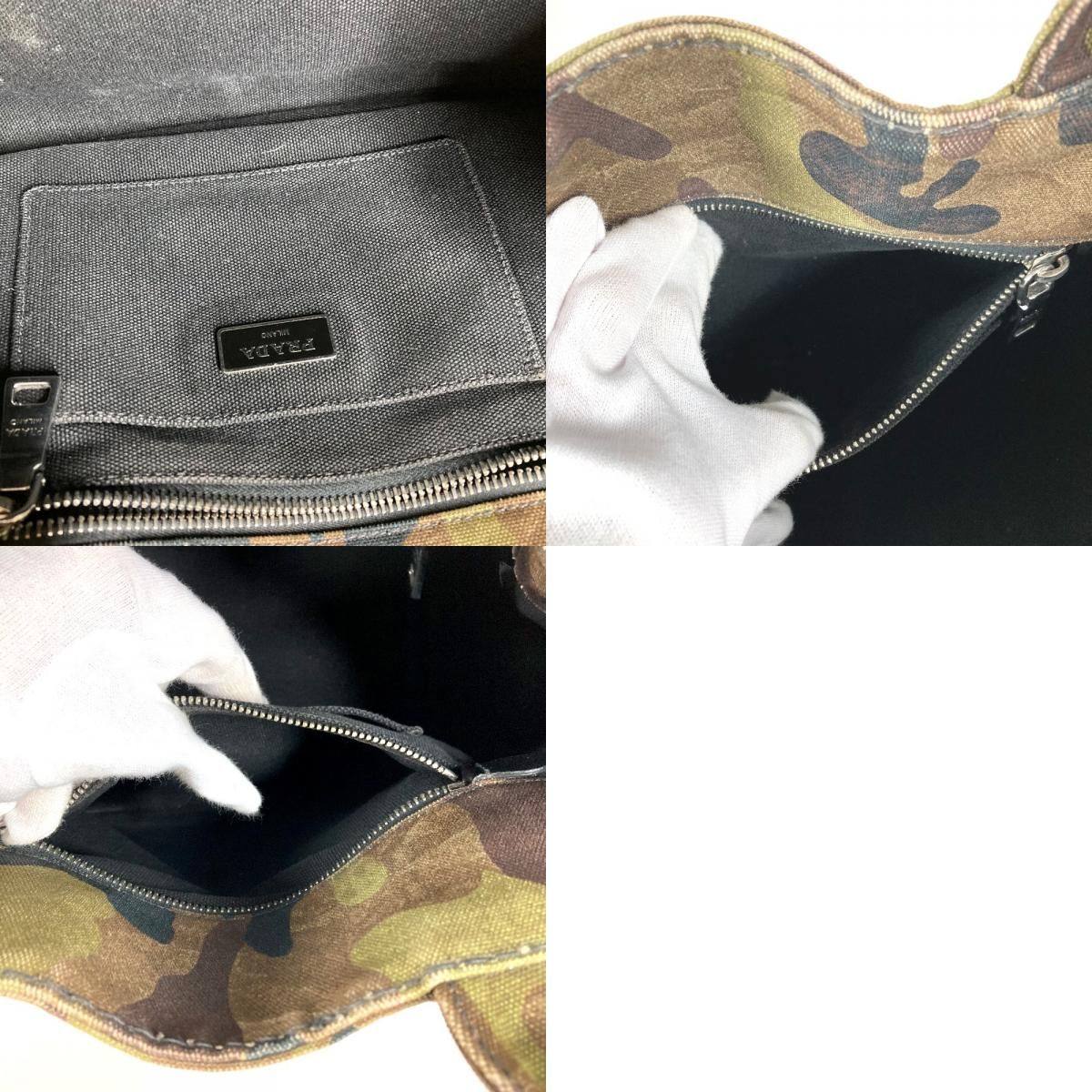 Prada Handbag Logo Canapa Canvas Green — view 9