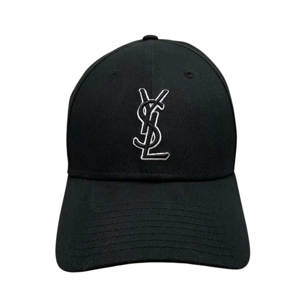 Saint Laurent New Era Hat YSL Monogram Cap Cotton Logo Black — view 3