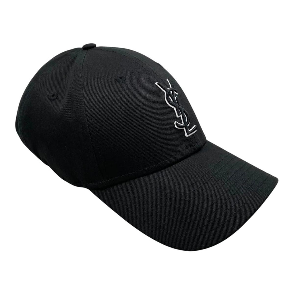 Saint Laurent New Era Hat YSL Monogram Cap Cotton Logo Black — view 2