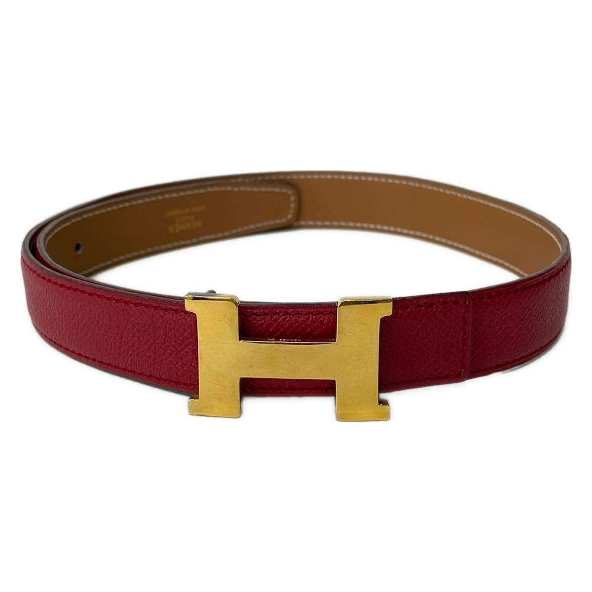 Hermes Belt 60 Gold Rouge Ash Reversible Leather — view 3