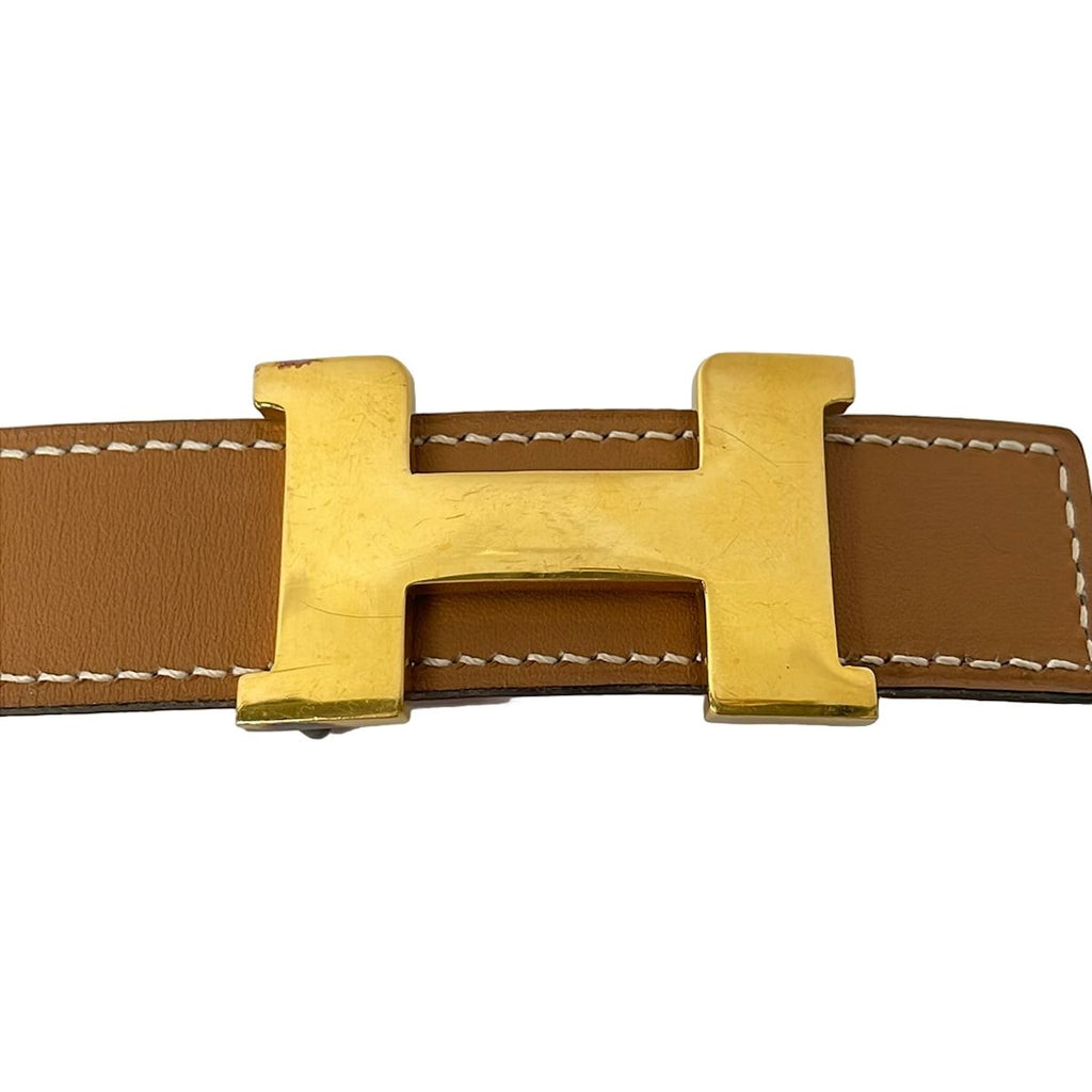 Hermes Belt 60 Gold Rouge Ash Reversible Leather — view 4