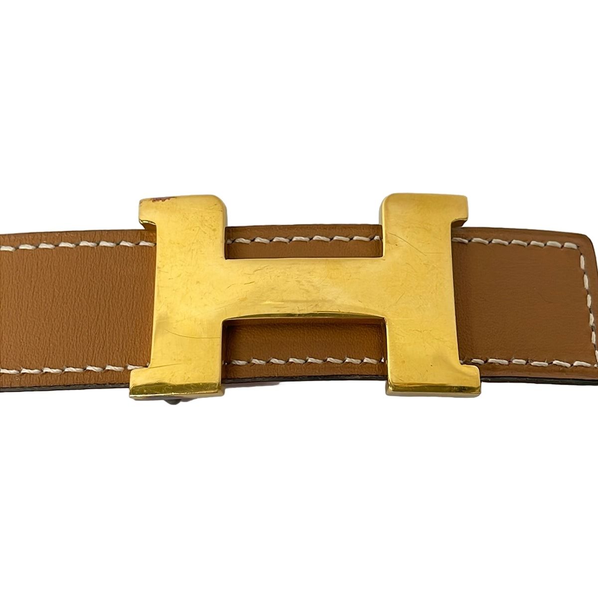 Hermes Belt 60 Gold Rouge Ash Reversible Leather — view 4