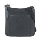 Gucci Black Silver GG Canvas Leather Shoulder