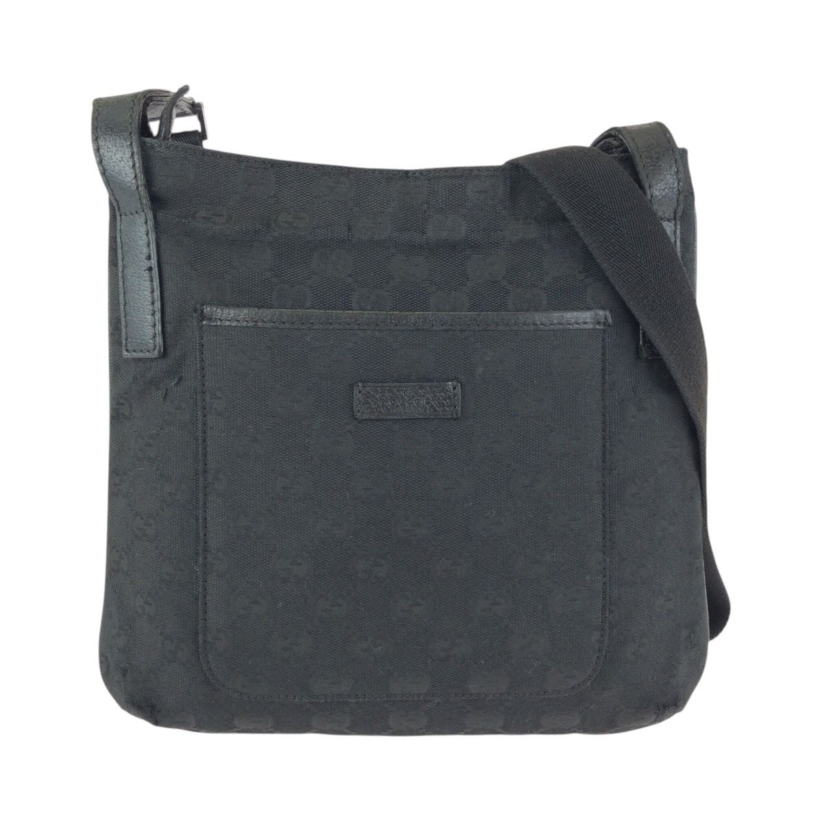 Gucci Black Silver GG Canvas Leather Shoulder