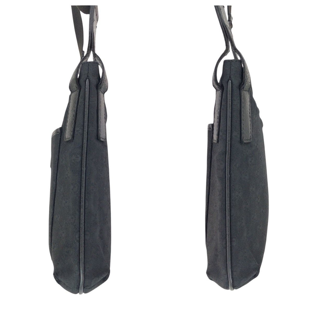 Gucci Black Silver GG Canvas Leather Shoulder — view 8