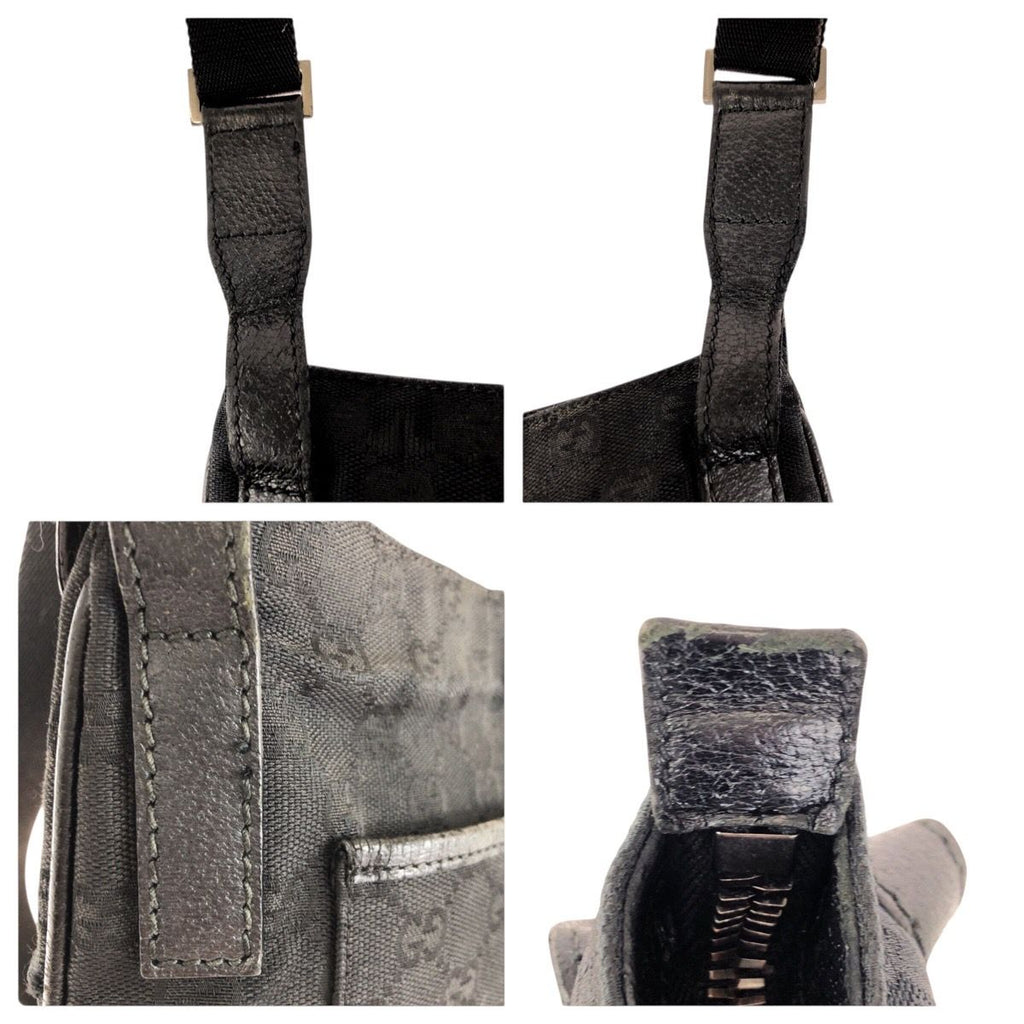 Gucci Black Silver GG Canvas Leather Shoulder — view 5