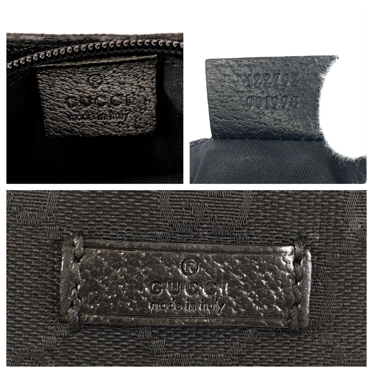 Gucci Black Silver GG Canvas Leather Shoulder — view 4