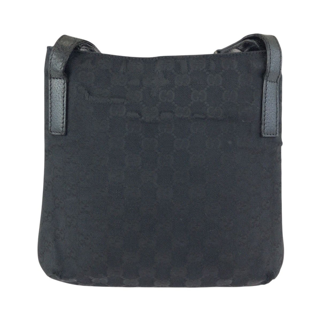Gucci Black Silver GG Canvas Leather Shoulder — view 2