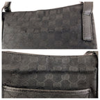 Gucci Black Silver GG Canvas Leather Shoulder — view 6