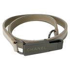 Chanel Belt Beige Silver Leather