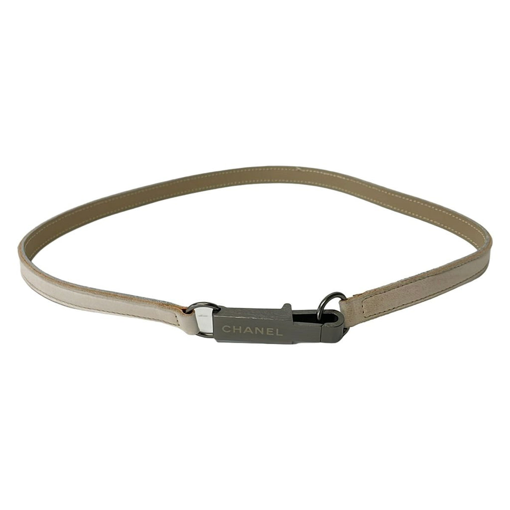 Chanel Belt Beige Silver Leather — view 4