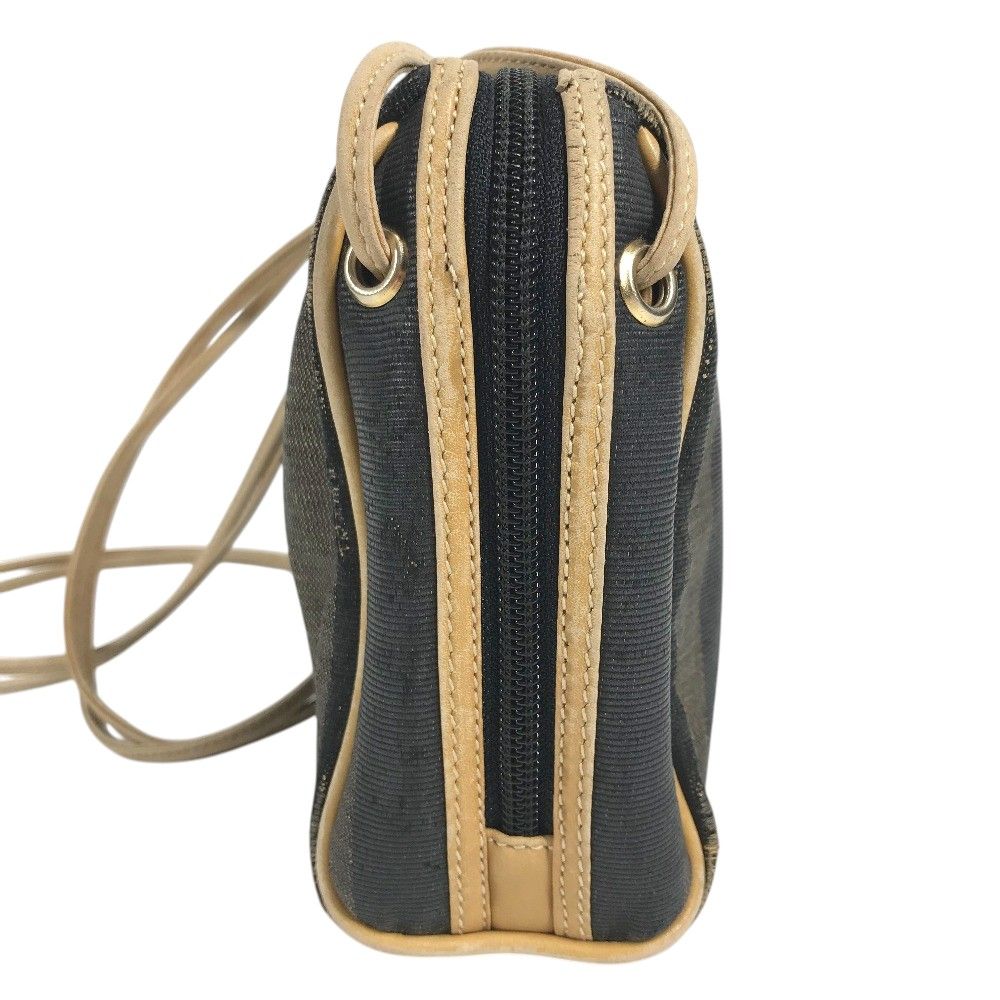 Fendi Shoulder Bag Pecan Logo Leather Canvas Brown — view 3