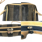 Fendi Shoulder Bag Pecan Logo Leather Canvas Brown — view 8