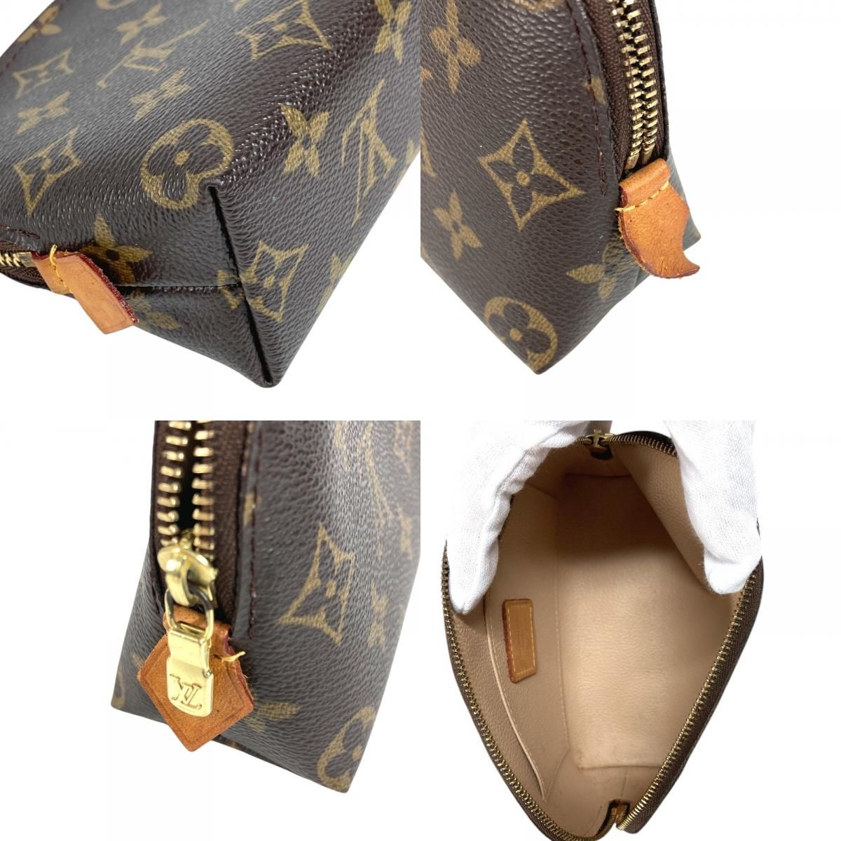 Louis Vuitton Makeup Pouch Pochette Cosmetic PM Monogram Canvas Brown — view 8