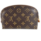 Louis Vuitton Makeup Pouch Pochette Cosmetic PM Monogram Canvas Brown