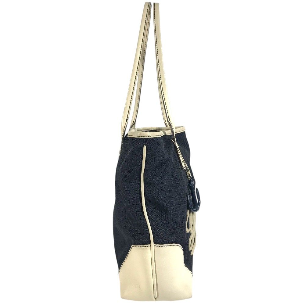 Gucci Shoulder Bag Logo Leather Canvas Navy — view 3